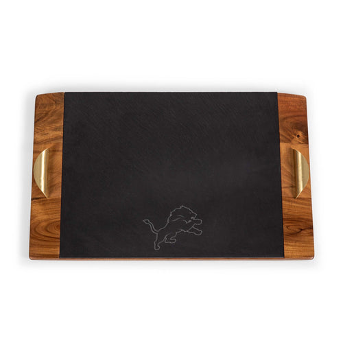 Covina Serving Tray - Acacia Wood & Slate Black with Gold Accents